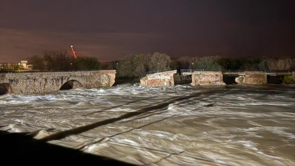 Puente romano caído por la crecida del río Tajo en Talavera