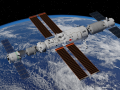 Representación virtual de Tiangong, la estación espacial china