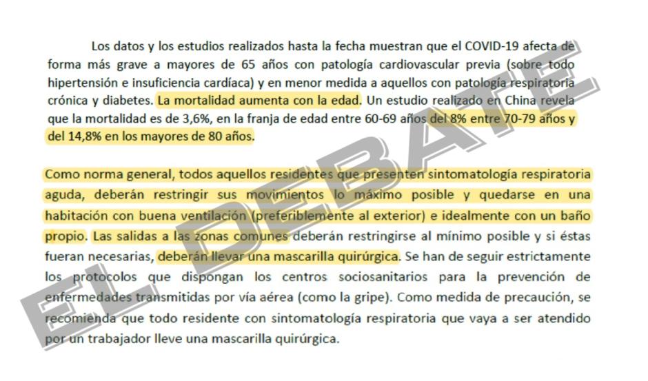 Otro de los fragmentos de uno de los informes de Illa sobre los mayores y el confinamiento